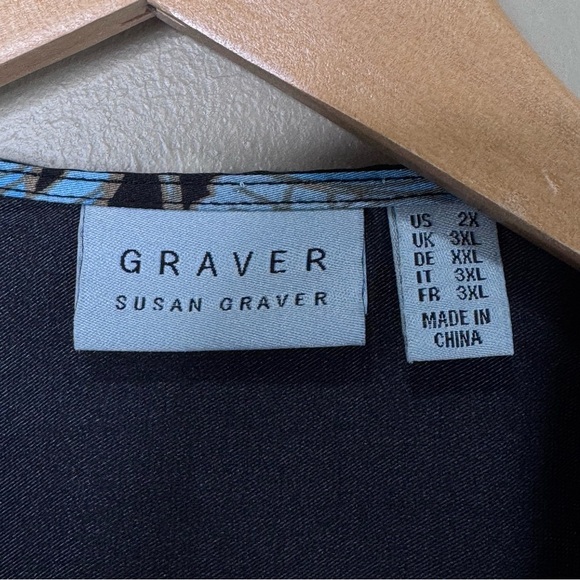 Susan Graver Floral Kimono Open Cardigan. Embroidered Trim. Artsy Mature 2X - Picture 5 of 7